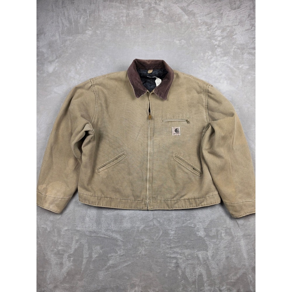 Vintage Carhartt Detroit Jacket Men 2XL Tan JQ0472 Boulder Canvas Work 1997 Read